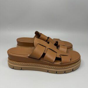 L'idea by Lori Brown Leather Platform Slide Sandals Made in Italy US 9